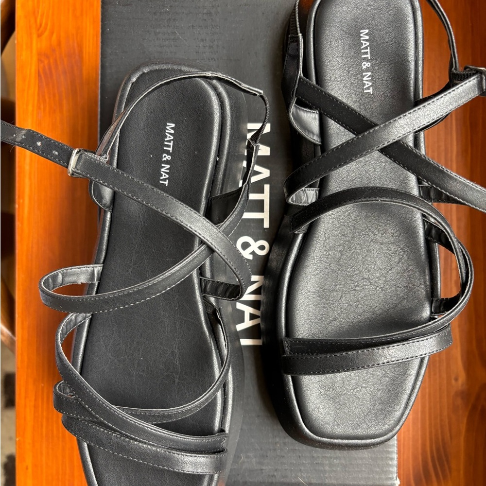 Matt & Nat Black Strappy Vegan Leather Sandals